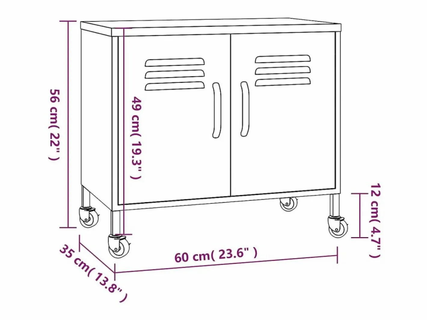vidaxl Cajonera De Escritorio|Armario de almacenamiento acero mostaza 60x35x56 cm