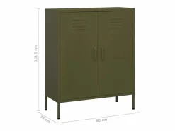 vidaxl Cajonera De Escritorio|Armario de almacenamiento acero oliva 80x35x101,5 cm