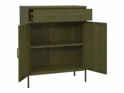 vidaxl Armario de almacenamiento acero oliva 80x35x101,5 cm Verde Clearance