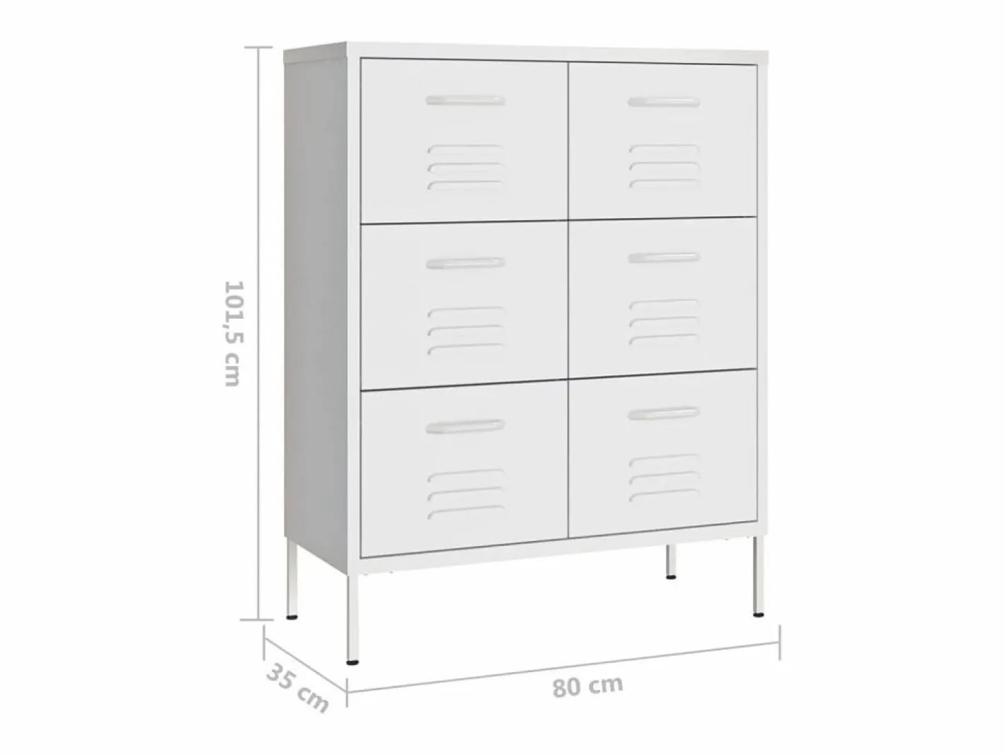 vidaxl Cajonera De Escritorio|Armario de almacenamiento acero 80x35x101,5 cm