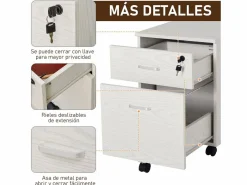 Vinsetto Armario de archivador móvil 40x45x55.6 cm Blanco Discount