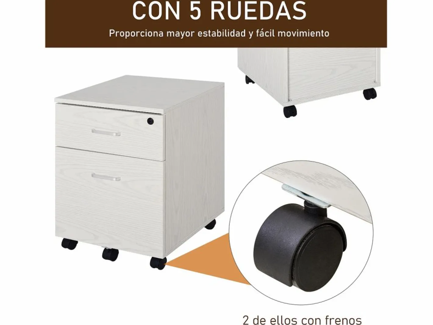 Vinsetto Armario de archivador móvil 40x45x55.6 cm Blanco Discount