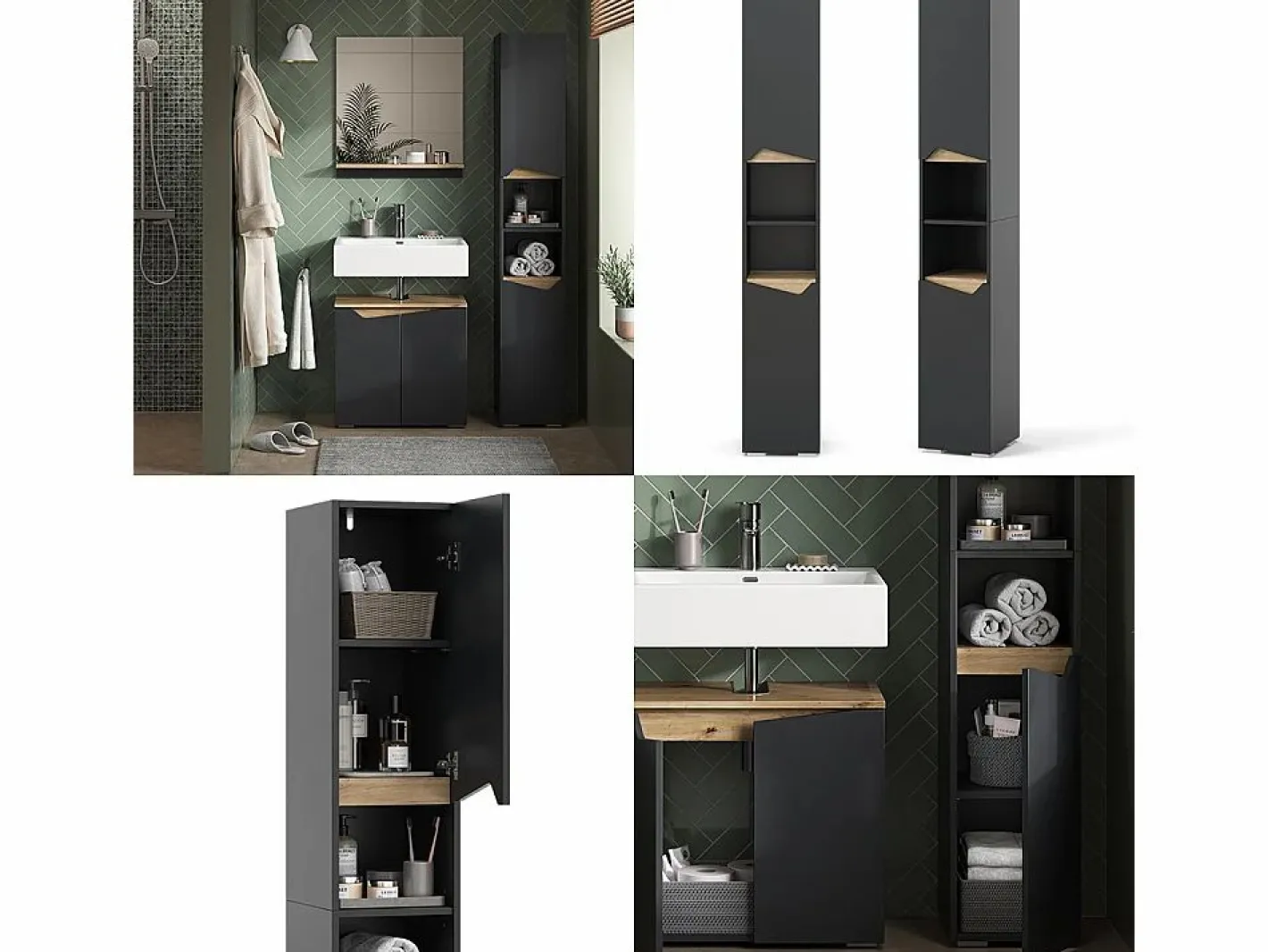 Armario de baño antracita/artisan 30x35x180 marelle^Vicco Clearance
