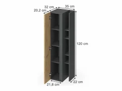 Vicco Mueble De Pared Para Baño|Armario de baño antracita/artisan 35x32x120 edelin