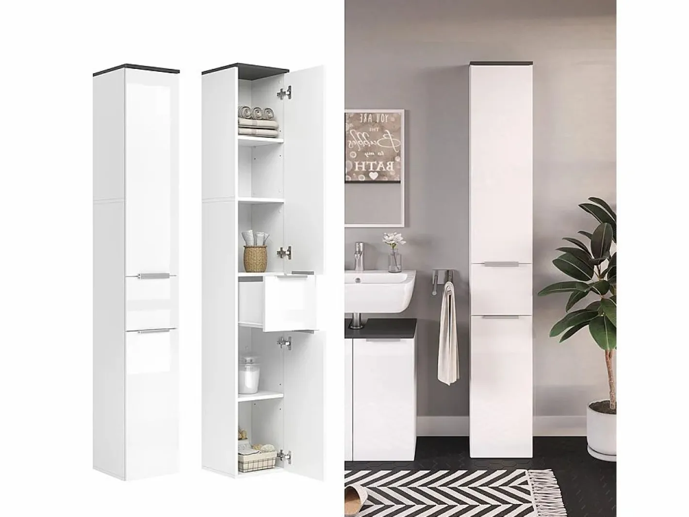 Armario de baño alto brillo 30x30x190 otis^Vicco Hot