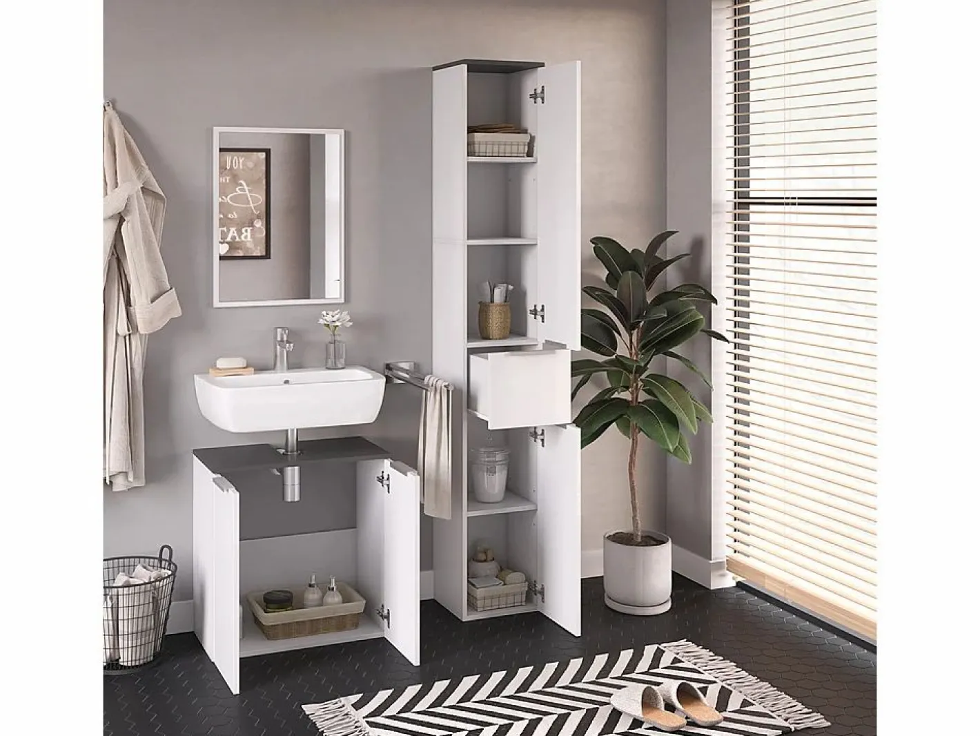 Armario de baño alto brillo 30x30x190 otis^Vicco Hot