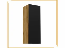 Armario de baño colgante de 30 cm con estantes estrechos en color roble craft . Negro