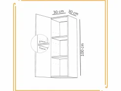 Armario de baño colgante de 30 cm con estantes estrechos en color roble craft . Negro