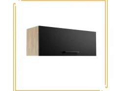 Armario de baño colgante horizontal de 80 cm Pawlacz con estantes en roble craft y negro.^ Discount