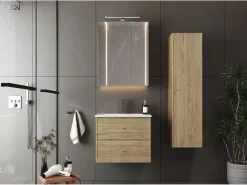 Armario de baño Columna alta 1 puerta Roble aceitado Marco Color natural claro Clearance