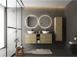 Armario de baño Columna alta 1 puerta Roble aceitado Marco Color natural claro Clearance