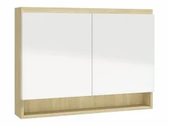 vidaxl Armario de baño con espejo MDF y roble 80x15x60 cm Blanco