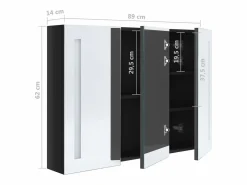 vidaxl Mueble De Pared Para Baño|Armario de baño con espejo LED brillante 89x14x62 cm