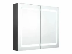 vidaxl Armario de baño con espejo y LED 80x12x68 cm Gris Outlet