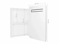 vidaxl Mueble De Pared Para Baño|Armario de baño con espejo LED brillante 60x11x80 cm