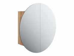 vidaxl Mueble De Pared Para Baño|Armario de baño con espejo redondo y LED roble 40x40x17,5 cm