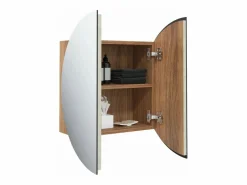 vidaxl Mueble De Pared Para Baño|Armario de baño con espejo redondo y LED roble 40x40x17,5 cm