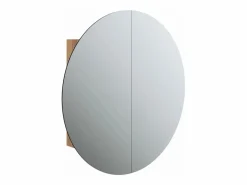 Armario de baño con espejo redondo y LED roble 54x54x17,5 cm^vidaxl Sale