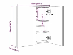 Armario de baño con espejo y LED y roble 62x14x60 cm^vidaxl Discount