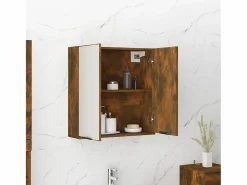 Armario de baño con espejo color roble ahumado 64x20x67 cm ES524022 Marru00f3n Outlet