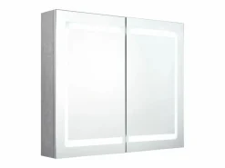 vidaxl Mueble De Pared Para Baño|Armario de baño con espejo LED hormigón 80x12x68 cm
