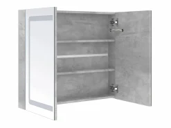 vidaxl Mueble De Pared Para Baño|Armario de baño con espejo LED hormigón 80x12x68 cm