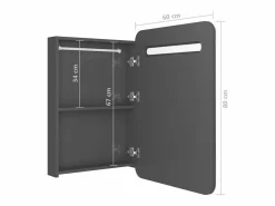 vidaxl Mueble De Pared Para Baño|Armario de baño con espejo LED brillante 60x11x80 cm