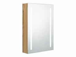 vidaxl Armario de baño con espejo y LED color roble 50x13x70 cm Color natural claro Outlet