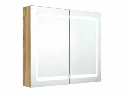vidaxl Armario de baño con espejo y LED color roble 80x12x68 cm Color natural claro Outlet