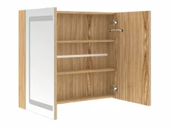 vidaxl Armario de baño con espejo y LED color roble 80x12x68 cm Color natural claro Outlet