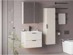 Petits-Meubles Armario de baño de cachemira, columna alta, 1 puerta, Pile Beige New