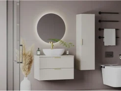 Petits-Meubles Armario de baño de cachemira, columna alta, 1 puerta, Pile Beige New