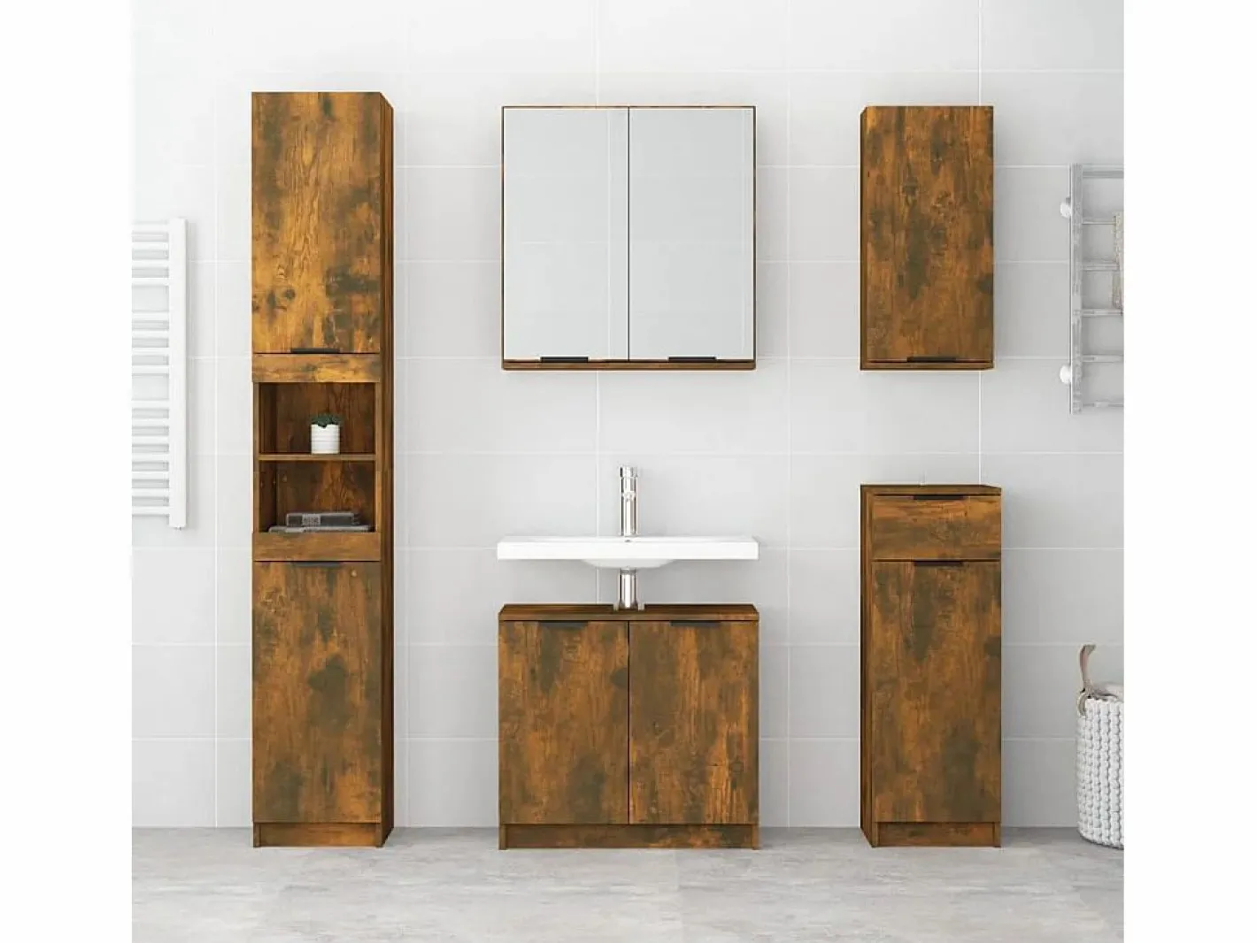 Armario de baño de pared color roble ahumado 32x20x67 cm ES322541^ Online