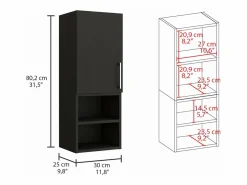 TuHome Mueble De Pared Para Baño|Armario de Baño de Pared Madrid, con estantes 80CM A X 25CM P X 30CM L Wengue