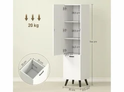 Homcom Mueble De Aseo|Armario de baño Elite 2 puertas 144x35x31,5 cm