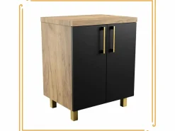 Armario de baño independiente de 60 cm para lavabo de encimera en roble craft . Negro Outlet