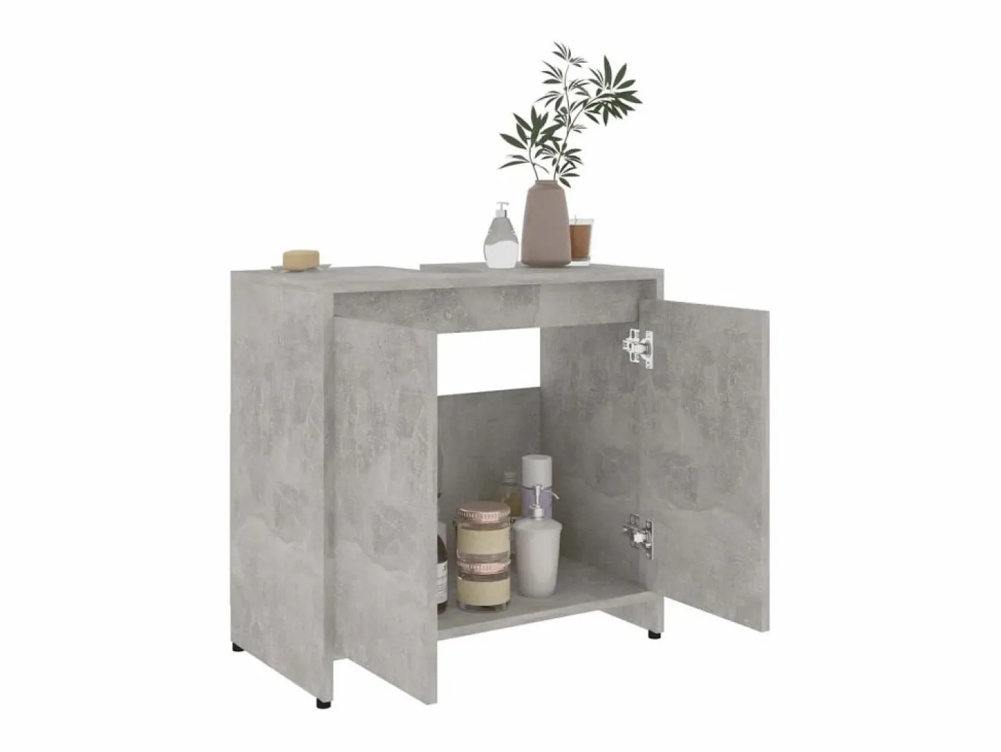 Armario de baño madera contrachapada hormigón 60x33x61 cm ES765404^ Best