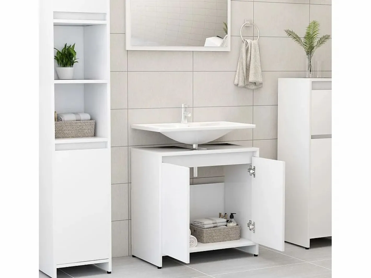 Mueble De Pared Para Baño|Armario de baño madera contrachapada 60x33x61 cm ES400725