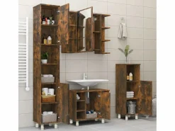 Armario de baño madera contrachapada roble ahumado 30x30x95 cm ES744319^ Clearance