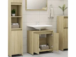 Armario de baño madera contrachapada color roble 60x33x61 cm ES398208 Marru00f3n Outlet