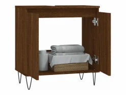 Armario de baño madera de ingeniería marrón roble 58x33x60 cm ES531127^ Discount