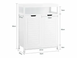 Sobuy Estantería Sobre Inodoro|Armario de Baño Mueble Baño Auxiliar Organizador con 1 Comportamiento Abierto y 2 Puertas 70 x 35 x 90 cm BZR121-W ES
