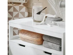 Sobuy Estantería Sobre Inodoro|Armario de Baño Mueble Baño Auxiliar Organizador con 1 Comportamiento Abierto y 2 Puertas 70 x 35 x 90 cm BZR121-W ES