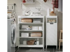 Sobuy Estantería Sobre Inodoro|Armario de Baño Mueble Baño Auxiliar Organizador con 1 Comportamiento Abierto y 2 Puertas 70 x 35 x 90 cm BZR121-W ES