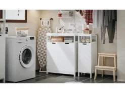 Sobuy Estantería Sobre Inodoro|Armario de Baño Mueble Baño Auxiliar Organizador con 1 Comportamiento Abierto y 2 Puertas 70 x 35 x 90 cm BZR121-W ES