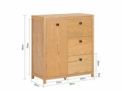 Sobuy Armario de Baño para Ropa Sucia Mueble Multifuncional para Baño con 1 Cesto y 3 Cajones 80 x 35 x 90cm Natural BZR97-N ES Color natural claro Clearance