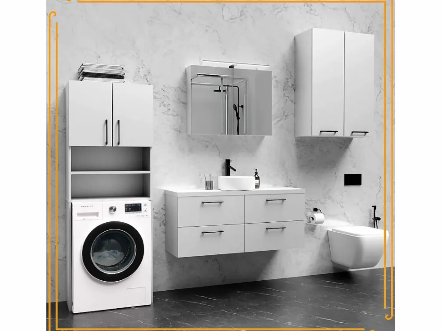 Mueble Para Lavadora|Armario de baño sobre lavadora y secadora, columna de almacenamiento para electrodomésticos en color .