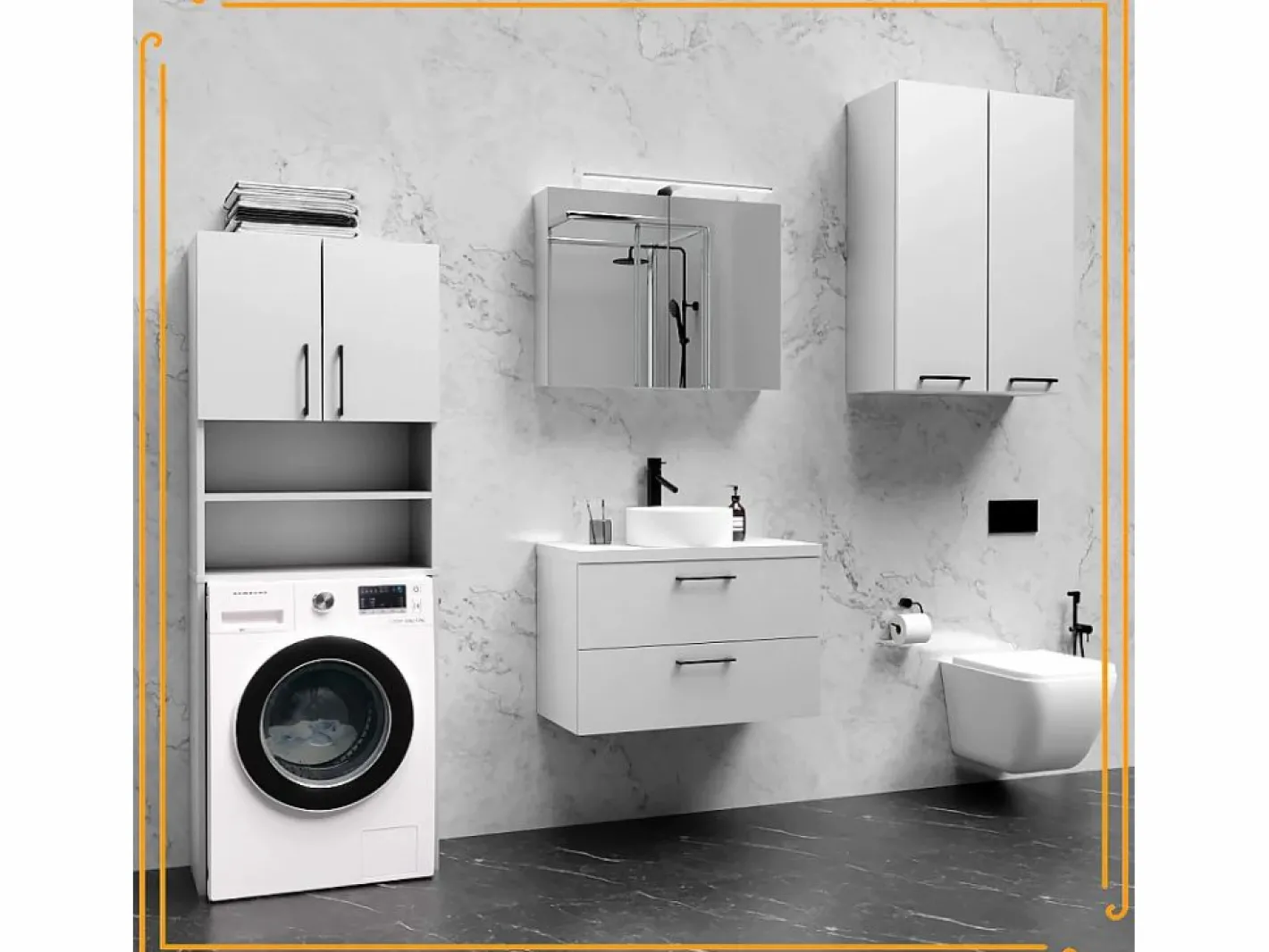Mueble Para Lavadora|Armario de baño sobre lavadora y secadora, columna de almacenamiento para electrodomésticos en color .