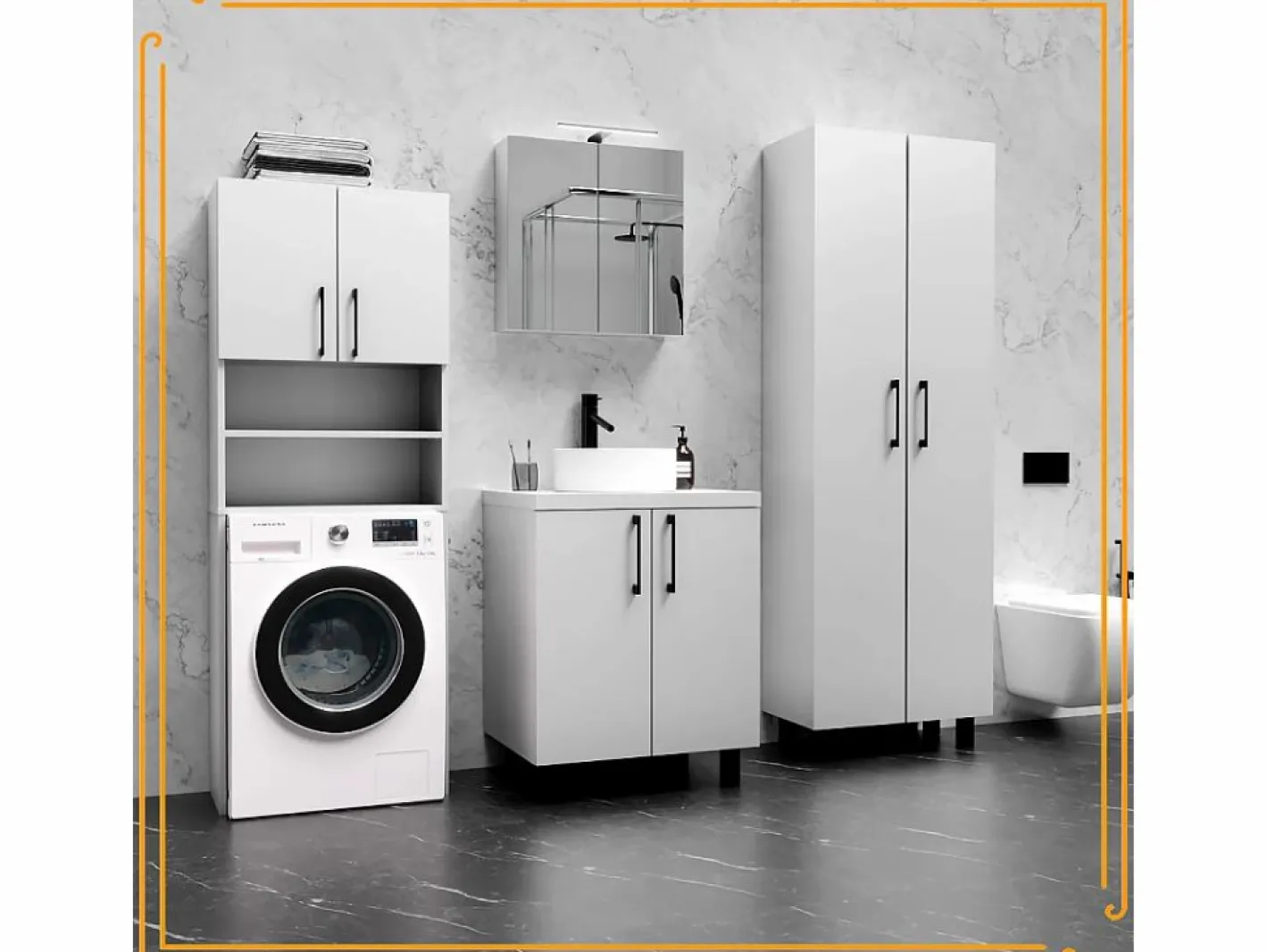 Mueble Para Lavadora|Armario de baño sobre lavadora y secadora, columna de almacenamiento para electrodomésticos en color .