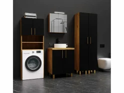 Armario de baño sobre lavadora y secadora, columna de almacenamiento para electrodomésticos en roble negro.^ Best